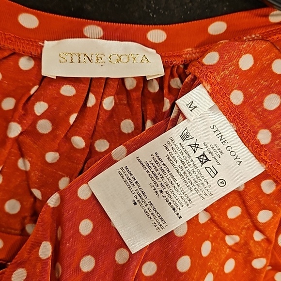 💕STINE GOYA💕 Caitlin Midi Dress ~ Rust Orange Polka Dot Print Medium - Picture 16 of 16